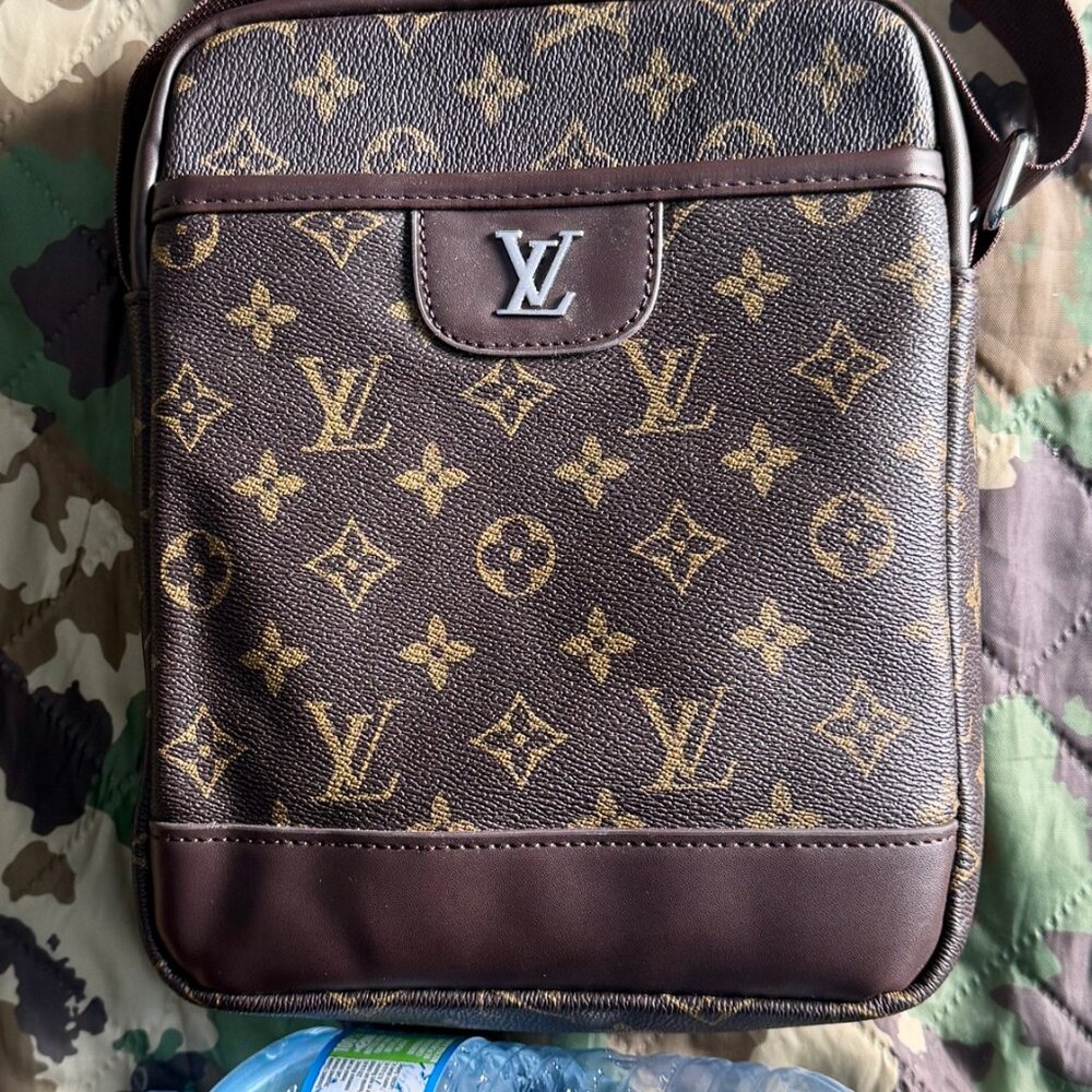 Faux LV Louis Vuitton Brown Crossbody Bag Purse